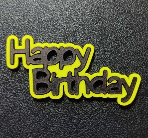 Napis HAPPY BIRTHDAY limonkowa ramka czarny mat środek STREFA OKAZJI 