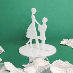 Para Ślubna z białej pleksi 3D do boxa PLS04