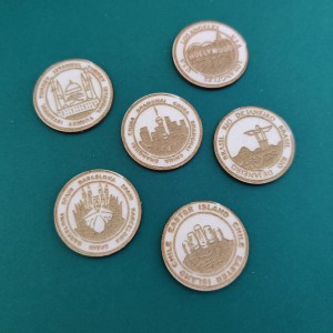 Zestaw kółek grawerowanych z serii "Daleko Jeszcze?"  