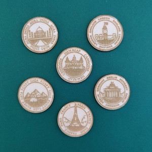 Zestaw kółek grawerowanych z serii "Daleko Jeszcze?"