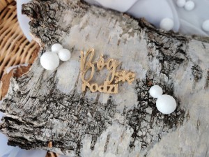 Napis BÓG SIĘ RODZI złota pleksi 