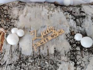 Napis ZJEDZ PIERNICZKA złota pleksi