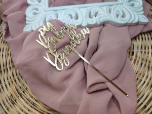 Napis PIK/ TOPPER Dla Babci i Dziadka złota pleksi 