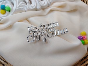 Napis KOCHANA MAMO CHRZESTNA srebrna pleksi SD69