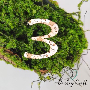 Tekturka Cyfra trzy - 3 - z gwiazdkami grawerowana C03