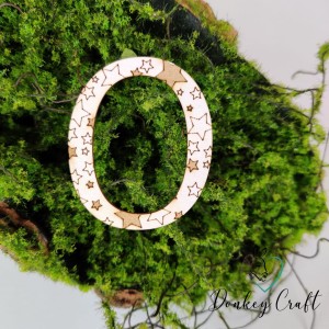 Tekturka Cyfra zero - 0 - z gwiazdkami grawerowana C00