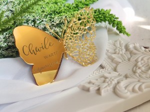 Motyl Chwile warte wspomnień grawer ZŁOTA pleksi SL134