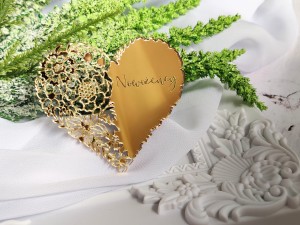 Serce Nowożeńcy grawer ZŁOTA pleksi SL145