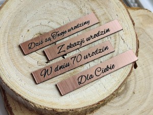 Zestaw napisów 70 urodziny MIEDZIANY laminat  MM111