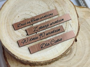 Zestaw napisów 90 urodziny MIEDZIANY laminat  MM115
