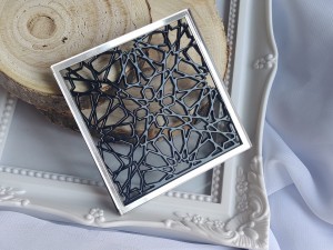 Tło kwadrat 5 CZARNA pleksi plus SREBRNA ramka  MM139