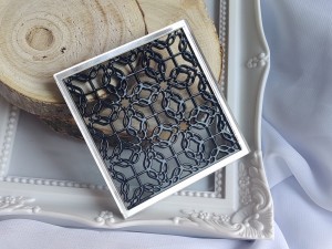 Tło kwadrat 6 CZARNA pleksi plus SREBRNA ramka  MM140