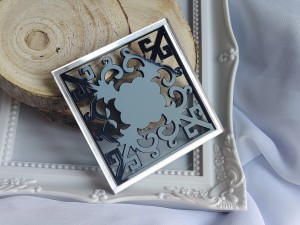 Tło kwadrat 7 CZARNA pleksi plus SREBRNA ramka  MM143