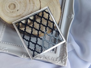 Tło kwadrat 8 CZARNA pleksi plus SREBRNA ramka  MM144