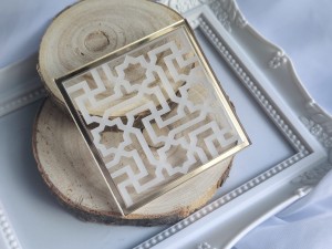 Tło kwadrat 9 MROŻONA pleksi plus ZŁOTA ramka  MM146