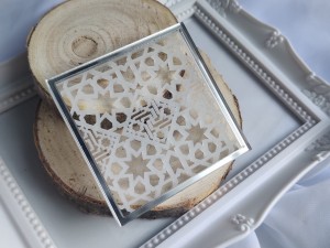 Tło kwadrat 10 MROŻONA pleksi plus SREBRNA ramka  MM148