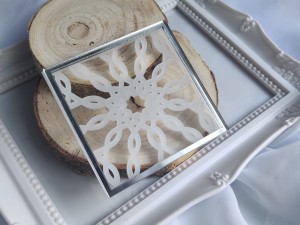 Tło kwadrat 11 MROŻONA pleksi plus SREBRNA ramka  MM151