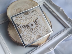 Tło kwadrat 12 MROŻONA pleksi plus SREBRNA ramka  MM152