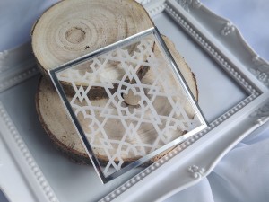 Tło kwadrat 13 MROŻONA pleksi plus SREBRNA ramka  MM155