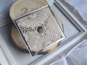 Tło kwadrat 14 MROŻONA pleksi plus SREBRNA ramka  MM156