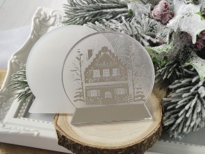 Kula śnieżna 2 grawer 2 warstwy SREBRNA i MROŻONA pleksi ZM16