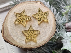 Gwiazdki zestaw 3 szt  grawer ZŁOTA pleksi ZM58