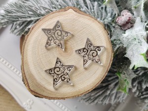 Gwiazdki zestaw 3 szt  grawer SREBRNA pleksi ZM59