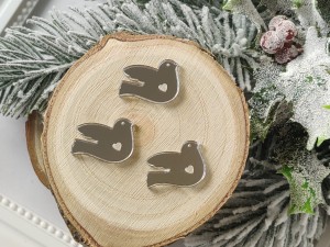 Gołąbek zestaw 3 szt  SREBRNA pleksi ZM63