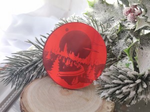 Zimowy widok grawer CZERWONA pleksi ZM94