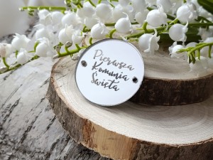 Zawieszka Pierwsza Komunia SREBRNA pleksi KP48