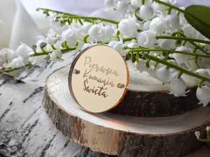 Zawieszka Pierwsza Komunia ZŁOTA pleksi KP49