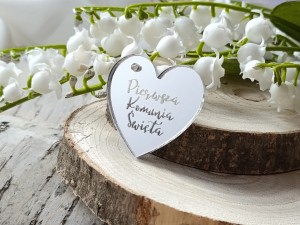 Zawieszka 5 Pierwsza Komunia SREBRNA pleksi KP56