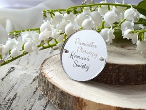 Zawieszka 6 Pamiątka Pierwszej Komunii SREBRNA pleksi KP59