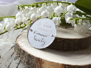 Zawieszka 10 W Dniu Pierwszej Komunii SREBRNA pleksi KP67