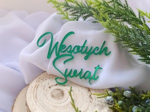 Napis WESOŁYCH ŚWIĄT - ZIELONE LUSTRO pleksi