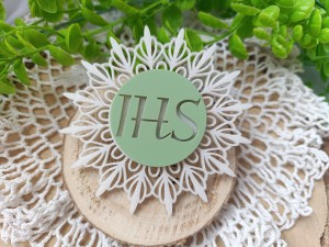 Hostia oliwkowa podkładka BROKATOWA  pleksi  WL93