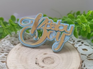 Napis BABY BOY złote lustro, podkładka pastelowa pleksi - wybór koloru  WL97